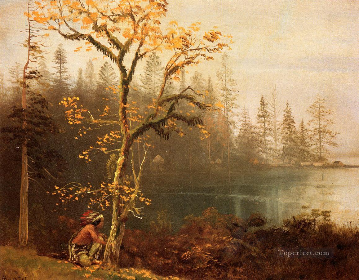 Indian Scout Albert Bierstadt Landscapes brook Oil Paintings